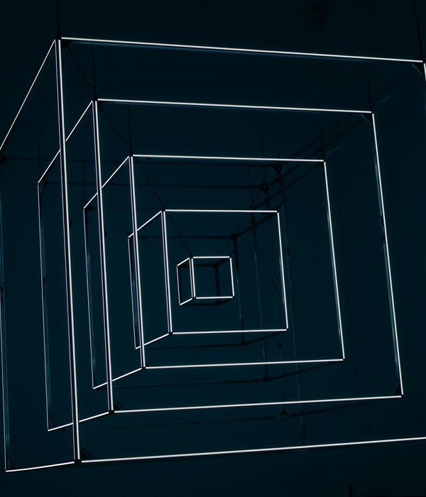 Abstract metallic geometric shapes representing stability and strength